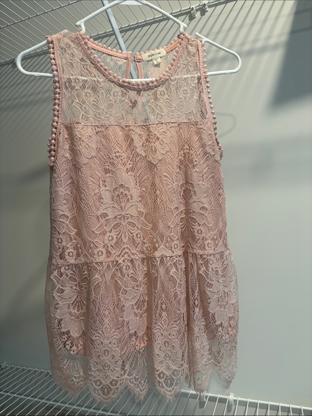paper tee Blush Pink Lace Sleeveless Peplum Top